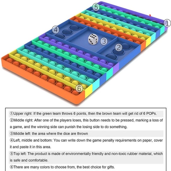 Games Fidget Popper Game Board With 2 Dice New Poshmark